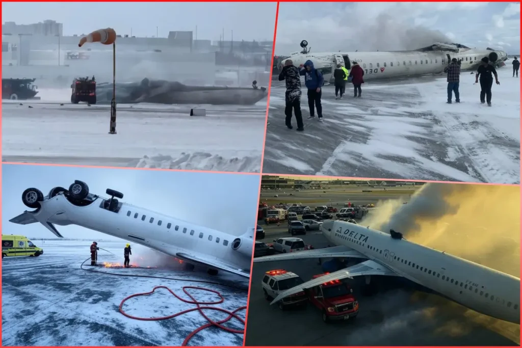 न्यूयॉर्क के LaGuardia एयरपोर्ट पर दो Delta विमान टकराए यात्रियों में दहशत 32 Canada Plane Crash