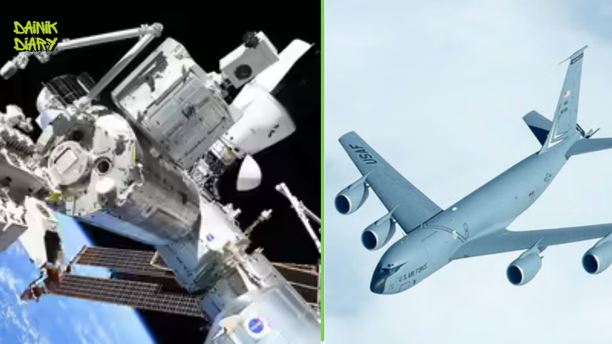 कतर के आसमान में उड़ता KC-135 विमान, जिसने इमरजेंसी सिग्नल देने के बाद संपर्क खो दिया