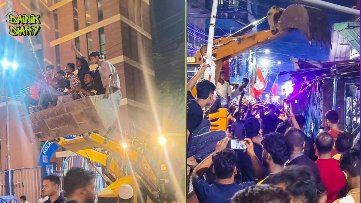 Kolkata Bulldozer Incident: TMC Office Vandalised in New Market After Election Results