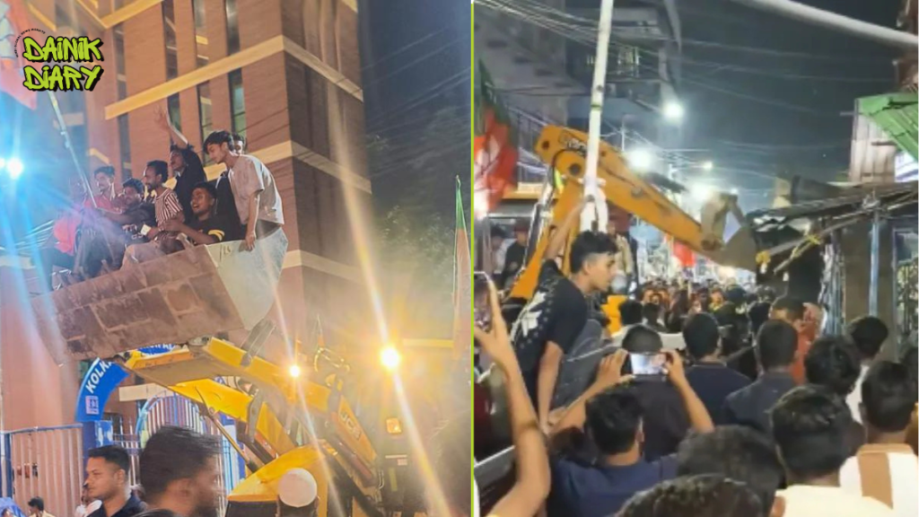 Kolkata Bulldozer Incident: TMC Office Vandalised in New Market After Election Results