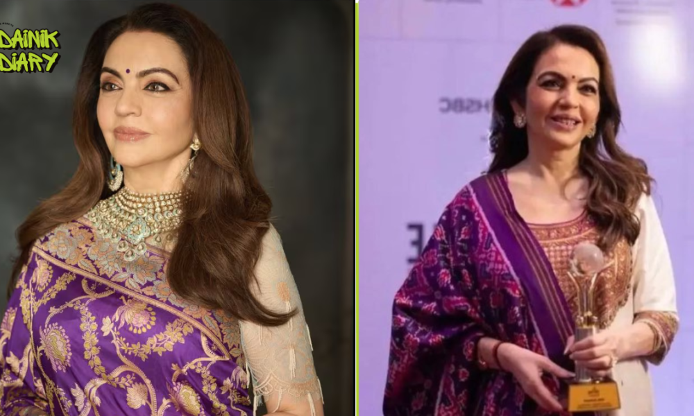 Nita Ambani Stuns In Simple Purple Silk Suit During NMACC Photoshoot